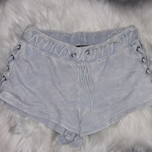 Small Lace up Side Tie blue lounge sweat shorts